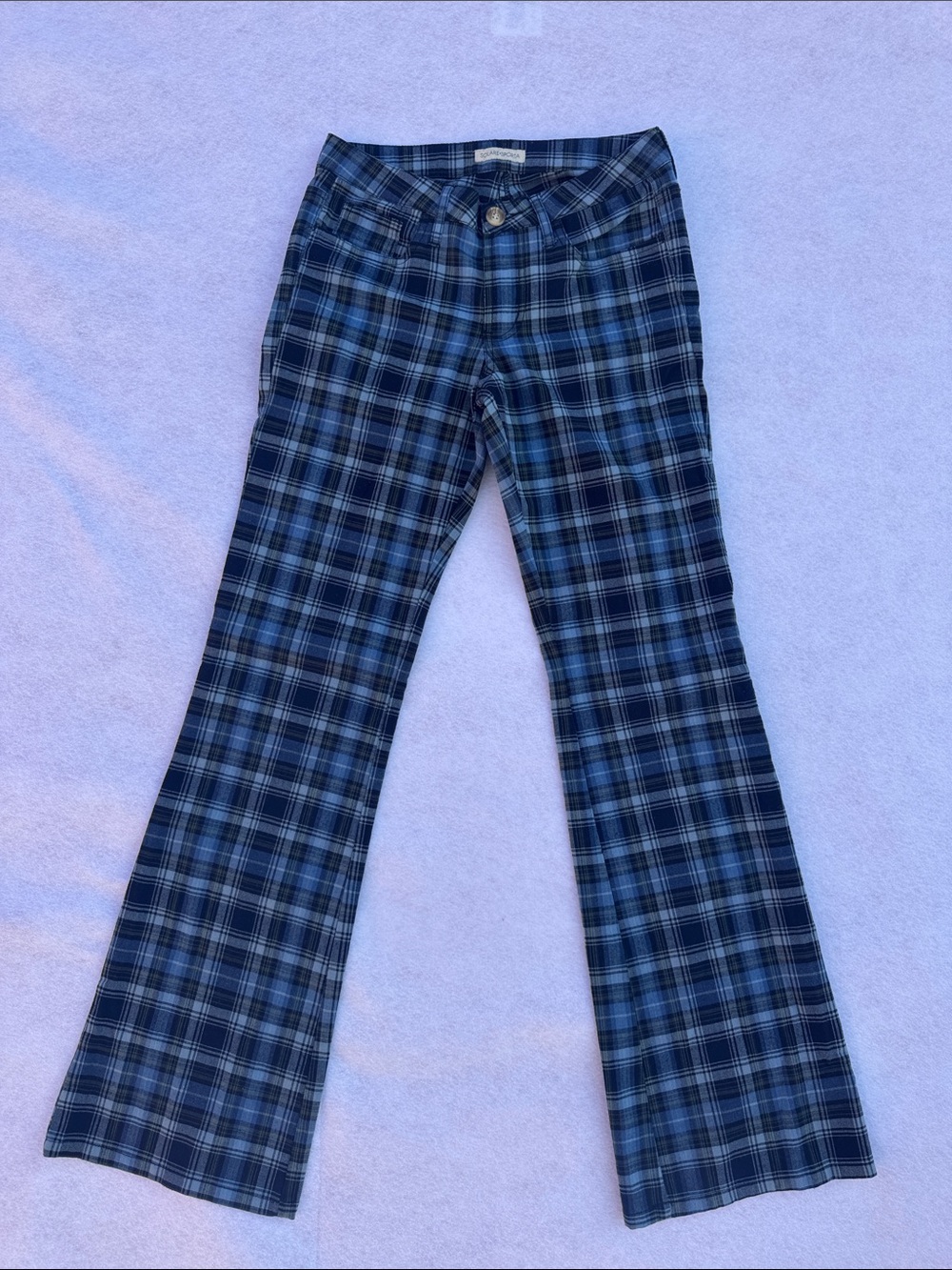 Solare Sporta Blue Plaid Flared Pants